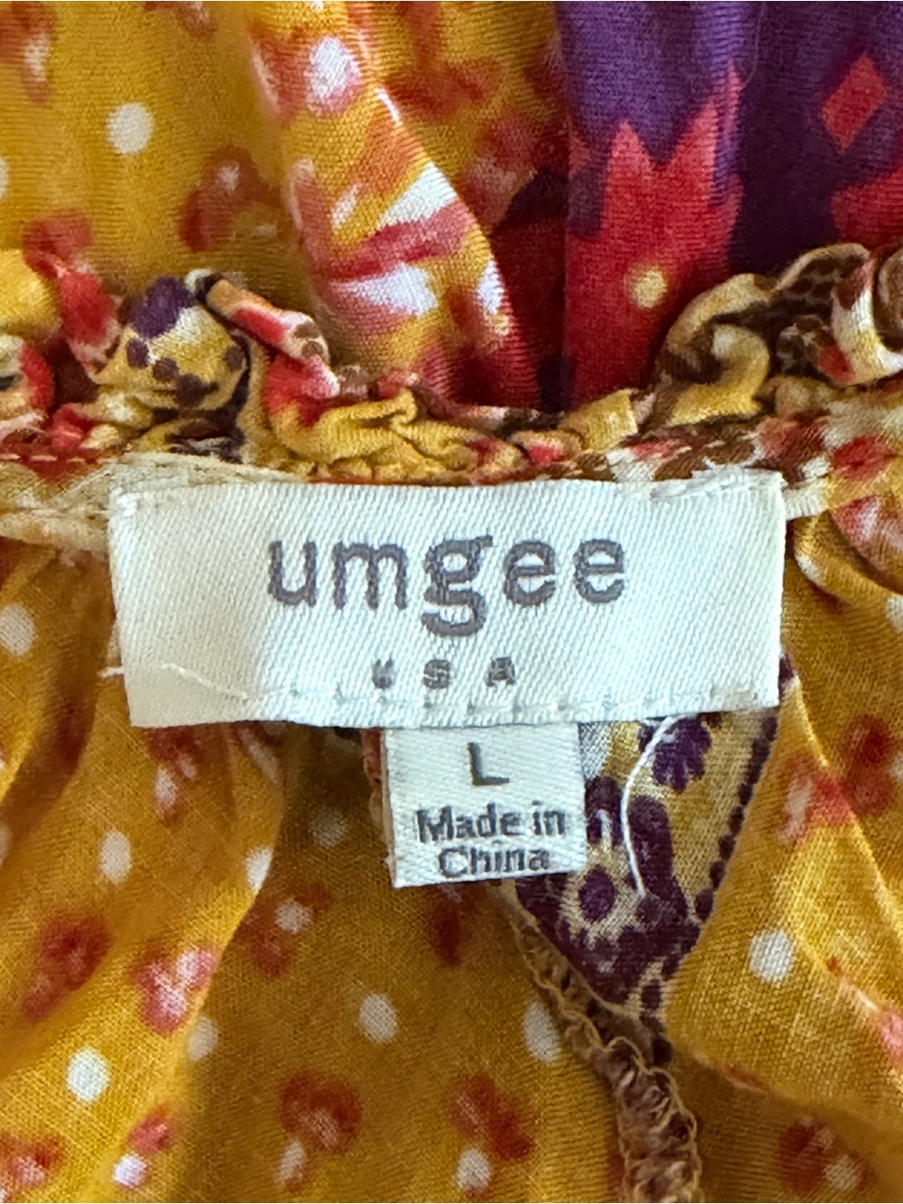 Umgee Floral Tiered Boho Maxi Dress Flowy Festival Hippie Beach Resort Size L - Picture 6 of 9
